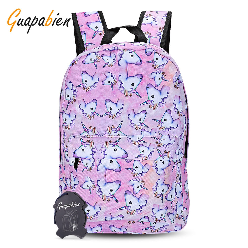 3D Pattern Unicorn Print Backpack Zipper School Bag